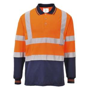 PORTWEST - S279ONRS Polo bicolore à manches longues orange/bleu marine-EAN 5036108250608 HI-VIS WORKWEAR - Product Image 1