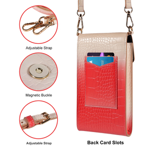 High Quality Custom Gradient Color Vegan Croco Texture PU Leather Women's Luxury Crossbody Sling <strong>Bag</strong> for iPhone Samsung - Product Image 3