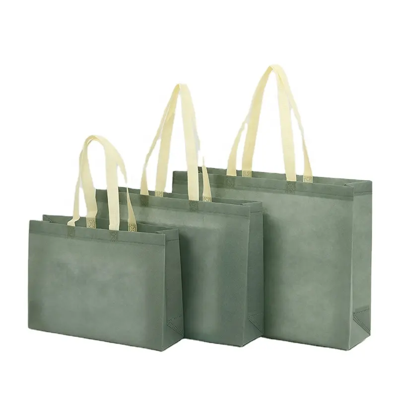 pea green Non-Woven Tote Bag Thickening Material Handbag with Custom Logo for Women's Clothing Stores Wholesale
