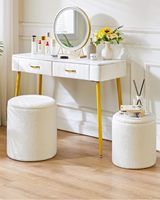 IBUYKE Pouf de rangement moderne en velours, table d'appoint, repose-pieds multifonctionnel, tabouret pour salon et chambre à coucher, blanc