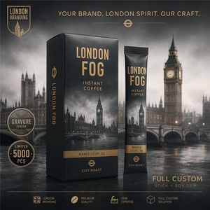 Sacchetti in plastica personalizzati, affidabili e portatili, con intaglio per apertura, da 2g, neri, in ottone, con motivo London Skyline, per caffè istantaneo, per marchi urbani OEM - Product Image 4