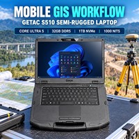 Ordinateur portable de géomatique semi-robuste Getac S510, processeur Core Ultra 5 125U, 32 Go de DDR5, 1 To NVMe, écran 15,6 pouces, 1000 nits