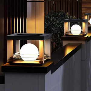 <span class=keywords><strong>Lampe</strong></span> solaire de <span class=keywords><strong>colonne</strong></span> décorative pour jardin, villa, portail, étanche IP65, à intensité variable, corps en acier inoxydable - Product Image 1