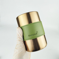 Boîte à thé en gros à double couvercle 220ml 400ml 550ml, boîte hermétique en acier inoxydable avec revêtement en cuir