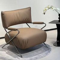 Fauteuil Lounge Individuel Bauhaus Mid-Century en Similicuir avec Structure en Acier Inoxydable, Confortable et Ergonomique pour Salon et Petits Appartements - Vente en Gros