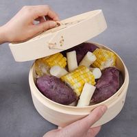 Panier en bois pour dim sum, cuiseur à riz doux, panier vapeur, chariot, panier 70Qt, paniers à riz mou, accessoire de machine, anneau en acier inoxydable avec cercle rond