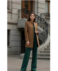 Women’s <b>Camel</b> Wool Blend Tailored <b>Coat</b> Elegant Minimalist <b>Winter</b> Outerwear Premium Longline Structured Overcoat for Professional - Product Image 1