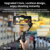 AOCHUAN Gimbal Stabilizer 3-sumbu, penstabil genggam 3-Axis untuk ponsel dengan lampu pengisi untuk pelacak wajah Android Tiktok Vlog Smart XE