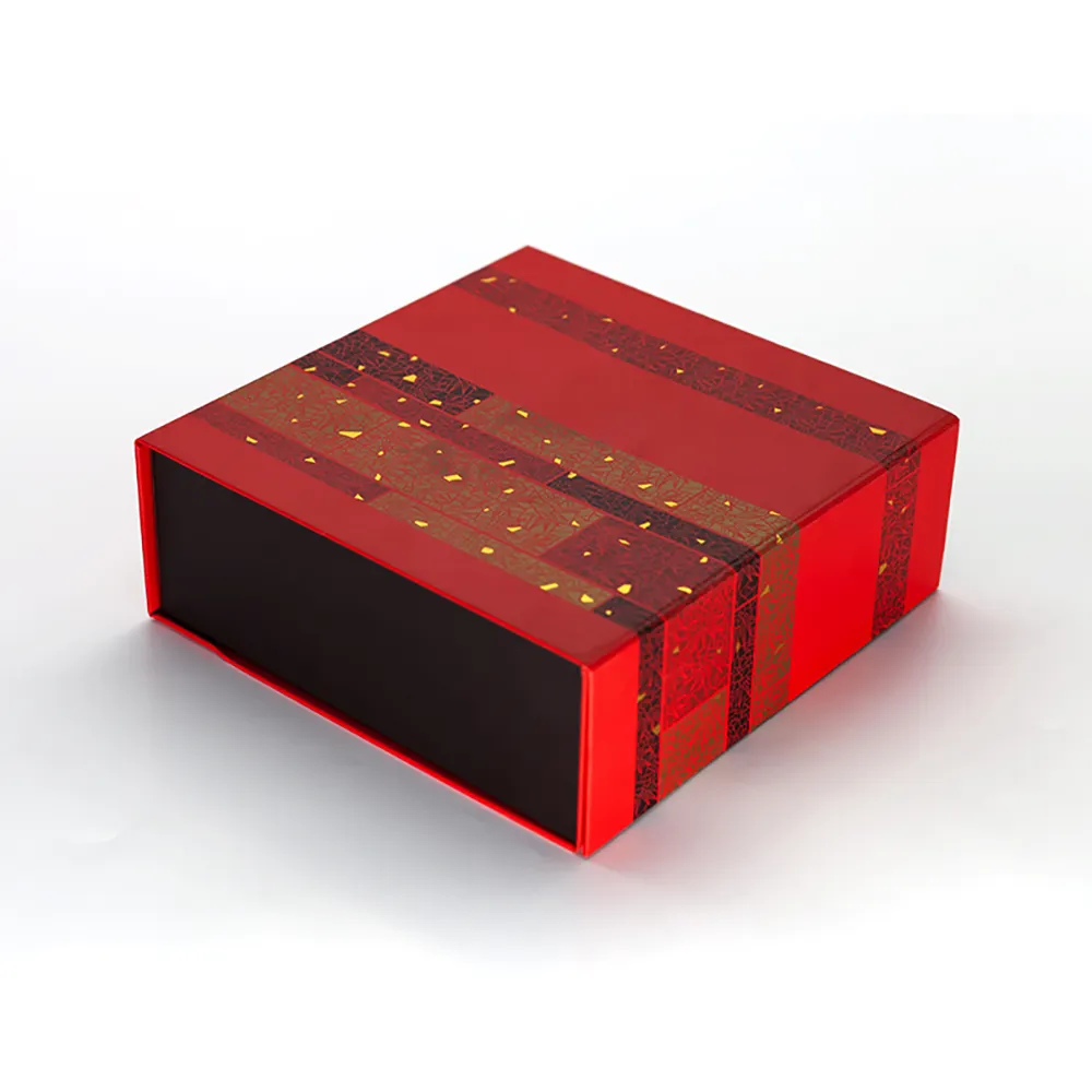 Respetuoso con el medio ambiente Fabricante de Guangzhou Logotipo personalizado Lujo Trufa Embalaje de regalo Papel rígido Cierre magnético rojo Caja de chocolate