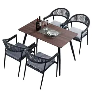 Cafe ve restoran spor kullanımı için Modern açık bahçe sandalye veranda mobilya masa Set dahil açık rattan sandalyeler