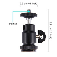 Support de trépied à rotule en métal pour chaussure froide UNC 1/4 pouces vis petit cardan pour accessoires de caméra trépied avec serrure