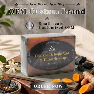 Jabón Corporal Artesanal de Cúrcuma y Carbón Vegetal con Ácido Kójico para Combatir el Acné, Desintoxicante, Limpieza Profunda, Jabón Herbal para Piel Grasa con Tendencia al Acné - Product Image 1