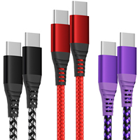 Câble de charge rapide Type-C vers Type-C 3A en nylon tressé de qualité supérieure pour téléphones mobiles Android avec synchronisation