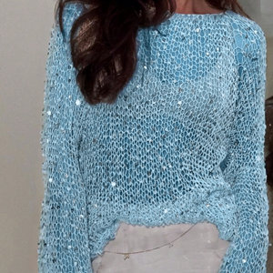 Loose, Sexy and Spicy <strong>Woolen</strong> Sequined <strong>Top</strong> - Product Image 3