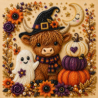 Kit de peinture diamant DIY pour décorations d'Halloween, fait main, auto-adhésif, motifs citrouille, fantôme, chat, corbeau, sur toile avec cadre en panneau de densité