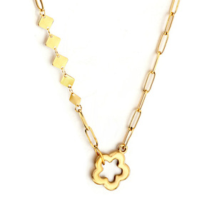 Collier Pendentif Fleur Creuse en Acier Inoxydable Plaqué Or 18 carats Style Européen et Américain, Luxe Léger, Tendance, Idéal Cadeau - Product Image 5