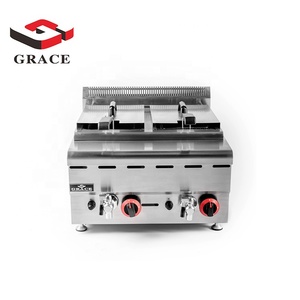 Équipement de cuisine commerciale, armoire de cuisson occidentale, corps en acier inoxydable de qualité alimentaire, <span class=keywords><strong>friteuse</strong></span> à <span class=keywords><strong>gaz</strong></span> à double cylindre 8+<span class=keywords><strong>8L</strong></span> rapide - Product Image 2