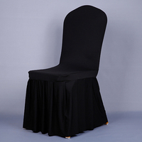 Housses de chaise blanches en Spandex avec jupe pour housse de chaise extensible d'événement pour banquet de fête de mariage