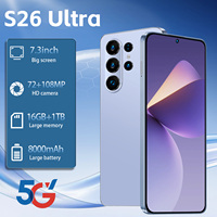 Smartphone S26 Ultra Shenzhen 7,3 pouces 90Hz Android 15 16 Go 1 To 108 MP 8800 mAh Deca Core 5G Double SIM Carte TF Face ID GPS LED