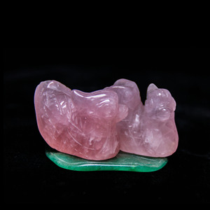 Cristal de cuarzo rosa tallado a mano, 60x41mm, Pato Mandarín, tallado de cristal para regalos - Product Image 5