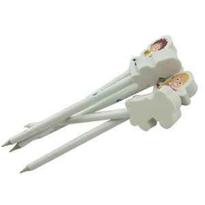 Tùy chỉnh mài gỗ trắng bút chì cho trẻ em học sinh yêu thích phim hoạt hình bút chì với tẩy - Product Image 3