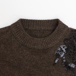 עיצוב מותאם אישית נשים בגדי גוף חם הכתף סוודר צמר גפן חם לסרוג סוודר לחורף לסתיו החורף - Product Image 3