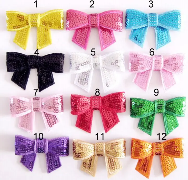 Accesorios para la cabeza bordados hermosos para niña, Mini pajarita de lentejuelas de Color sólido, diadema DIY a la venta