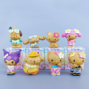 Nuevas Figuras de Personajes de <span class=keywords><strong>Sanrio</strong></span> en Miniatura, Set de Mascotas Bronceadas, <span class=keywords><strong>Pochacco</strong></span>, Cinnamoroll, Melody, Juguetes de PVC en Caja Sorpresa para Hawái - Product Image 1