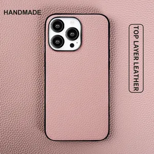 Custodia in vera pelle di vacchetta completamente fatta a mano <span class=keywords><strong>iPhone</strong></span> 15 14 13 <span class=keywords><strong>12</strong></span> <span class=keywords><strong>Pro</strong></span> Max iPhone16 <span class=keywords><strong>Pro</strong></span> Max compatibile con ricarica Wireless elegante - Product Image 1