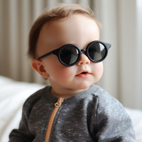 Lunettes de soleil de vision nocturne légères et rondes personnalisées, polarisées UV400, en silicone souple à motifs, avec sangle pour bébés garçons et filles