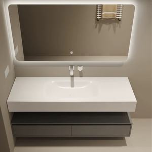 Light luxury slate hot-bent integrated basin bathroom cabinet hotel style wash basin cabinet bathroom cabinet - Product Image 4