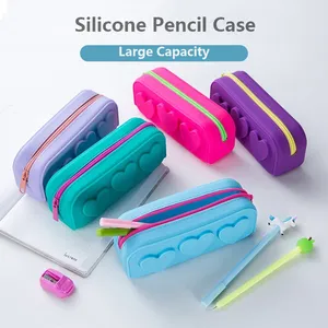 Estuche de silicona para bolígrafos de gran capacidad, bolsa de papelería impermeable