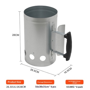 Seau d'allumage <span class=keywords><strong>de</strong></span> charbon <span class=keywords><strong>de</strong></span> bois <span class=keywords><strong>pour</strong></span> <span class=keywords><strong>barbecue</strong></span> extérieur, portable, en tôle galvanisée antirouille, coupe-vent, détachable, transfrontalier - Product Image 6