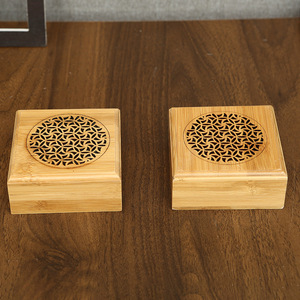 Caja quemadora de incienso de bambú, 9,5x9,5x4,5 cm, estilo Zen, hueca, para uso aromático con madera de agar. - Product Image 4