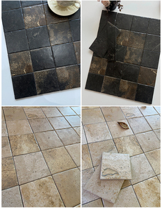<span class=keywords><strong>Azulejo</strong></span> de pared de porcelana antideslizante de 98.5x98.5mm con patrón de <span class=keywords><strong>piedra</strong></span> negra y dorada. - Product Image 4