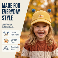Casquette en velours côtelé pour bébés et enfants, double pompon, bord souple, faible MOQ, vente directe d'usine, chapeau de soleil pour nourrissons et tout-petits, en gros