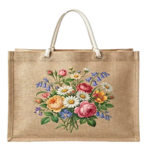 Sacs fourre-tout en jute durables pour les supermarchés, les marchés des agriculteurs, les magasins de détail et les courses quotidiennes avec coutures renforcées - Product Image 2