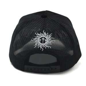 Casquette de camionneur en daim noir avec logo imprimé personnalisé sur le devant, broderie de logo, étiquette personnalisée - Product Image 2
