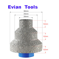 Evian 20 35 50mm Meule diamantée à pas variable, filetage M10, pour l'élargissement de trous dans les comptoirs en pierre de quartz