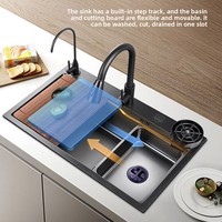 Vente chaude Moderne 304 En Acier Inoxydable Simple Bol Évier De Cuisine Undermounted Grand Design Multifonction Sans Robinet