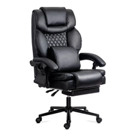 Chaise de bureau inclinable avec accoudoirs réglables, inclinaison de 90 à 135 degrés, massage à 7 points, avec repose-pieds