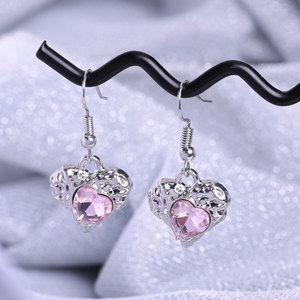 Pendientes colgantes de circón de lujo para mujer, colgante de aleación de amor de nuevo Color con dulce sensación de viento fresco, joyería de moda - Product Image 6