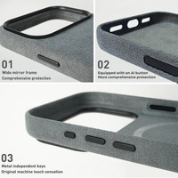 Étui en microfibre Alcantara de qualité supérieure en gros, protection intégrale avec bouton de caméra IA indépendant pour iPhone 18 Pro Max Duo