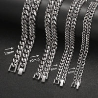 Chaîne Cubaine en Acier Inoxydable, Bracelet Hip Hop, Meulage Rond, Chaîne de Cryptage, Fermoir de Bijoux pour Hommes