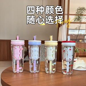 Vaso de plástico Eternity con pajita de 500 ml, taza portátil de viaje para té y té de frutas - Product Image 2