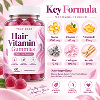 Gummies de Vitamines Capillaires OEM ODM Marque Privée avec Biotine Collagène Kératine Vitamine C E Zinc – Complément Beauté Cheveux – 60 Gummies