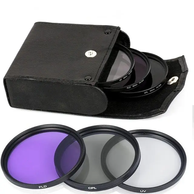 DSLR Camera 3 In 1 UV+CPL+FLD 49mm 52mm 55mm 58mm 62mm 67mm 72mm 77mm Lens Filter For Canon DSLR Lente Camara Accessories