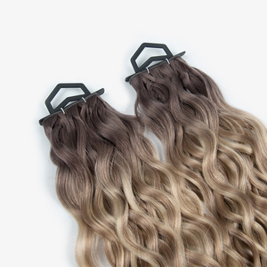 Extensions de cheveux Genius Weft russes à double trame, alignées aux cuticules, sans couture, pouvant être coupées, ondulées, en provenance d'un seul donneur - Vente chaude - Product Image 1