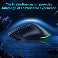 Nouvelle souris de jeu ergonomique sans fil noire 2,4 G avec recharge USB, rétroéclairage RVB, design léger