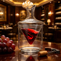 Distributeur rapide de whisky et de bière 1000 ml, seau à glace à base conique et bouche biseautée, ensemble de carafe à vin en verre cristal